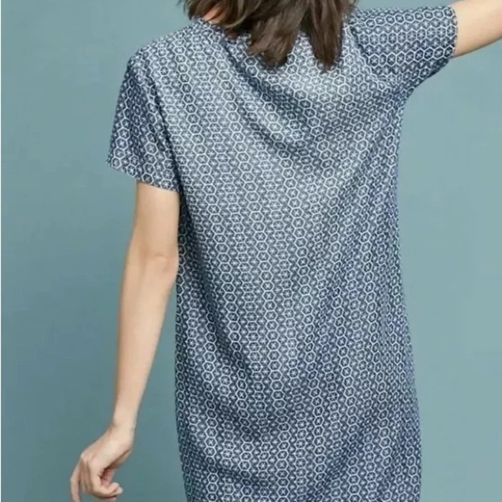 Anthropologie Cloth & Stone Printed Chambray Justine Dress | Blue | Womens XS - Picture 6 of 6